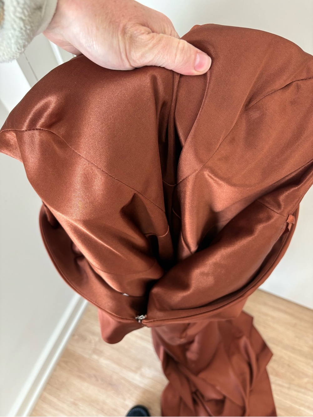 Revelry Brown Gwen Satin VNeck Bridesmaid Maxi Dress Formal Chic Evening Gown 10 - Picture 12 of 13